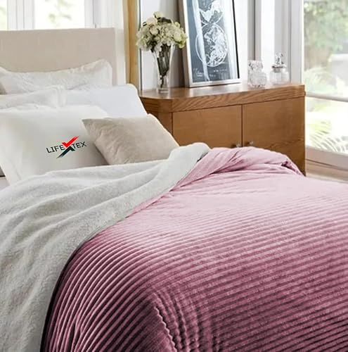 Cobertor Sherpa Canelada Casal Dupla Face Pele de Carneiro Premium 2,20 x 1,80 mt