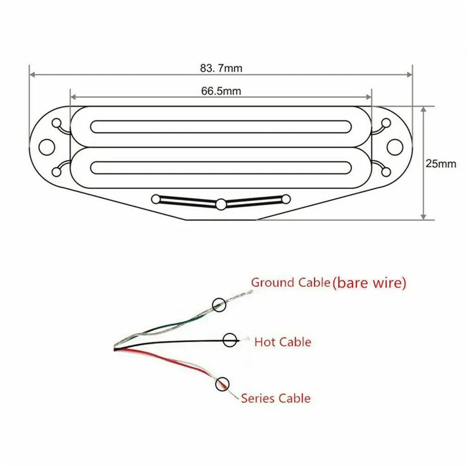 Repuestos Para Pastillas De Guitarra Pastilla De Guitarra Eléctrica Individual Cortable De Doble Bobina | Pastilla de riel plateado negro pequeño de cerámica de bajo ruido con doble riel