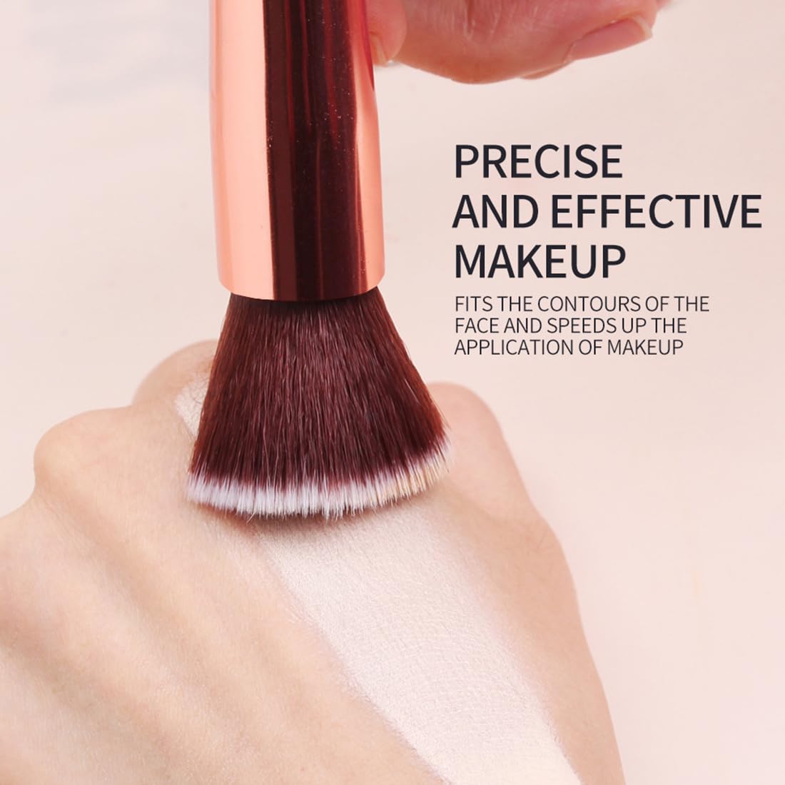 2 Pezzi Pennello Fondotinta, Pennelli Trucco con Punta Piatta per Lucidare, Applicare Fondotinta, Arrossire, Contouring Creme