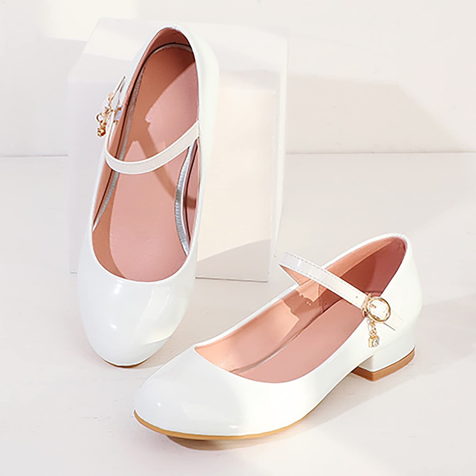 Zapatos de princesa para niños, zapatos casuales festivos, zapatos de bailarina, zapatos de tacón alto, zapatos de vestir cómodos zapatos de baile con hebilla ajustable zapatos de cuero punta redonda