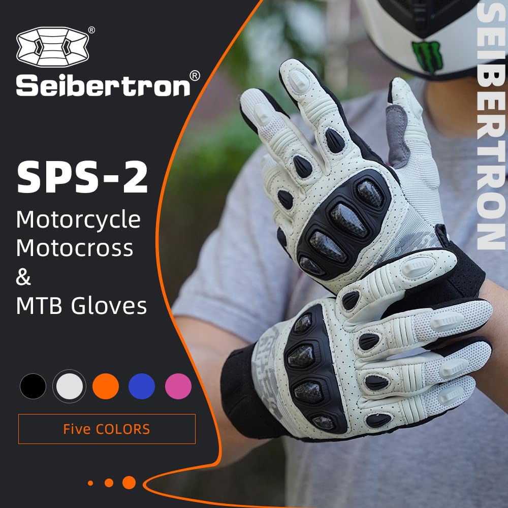 Seibertron Rękawice Motocyklowe SPS Series na Dotykowy Ekran - Pełne i Półpalczaste do Motocrossu, BMX, ATV, MTB, Roweru - Dla Dorosłych i Młodzieży