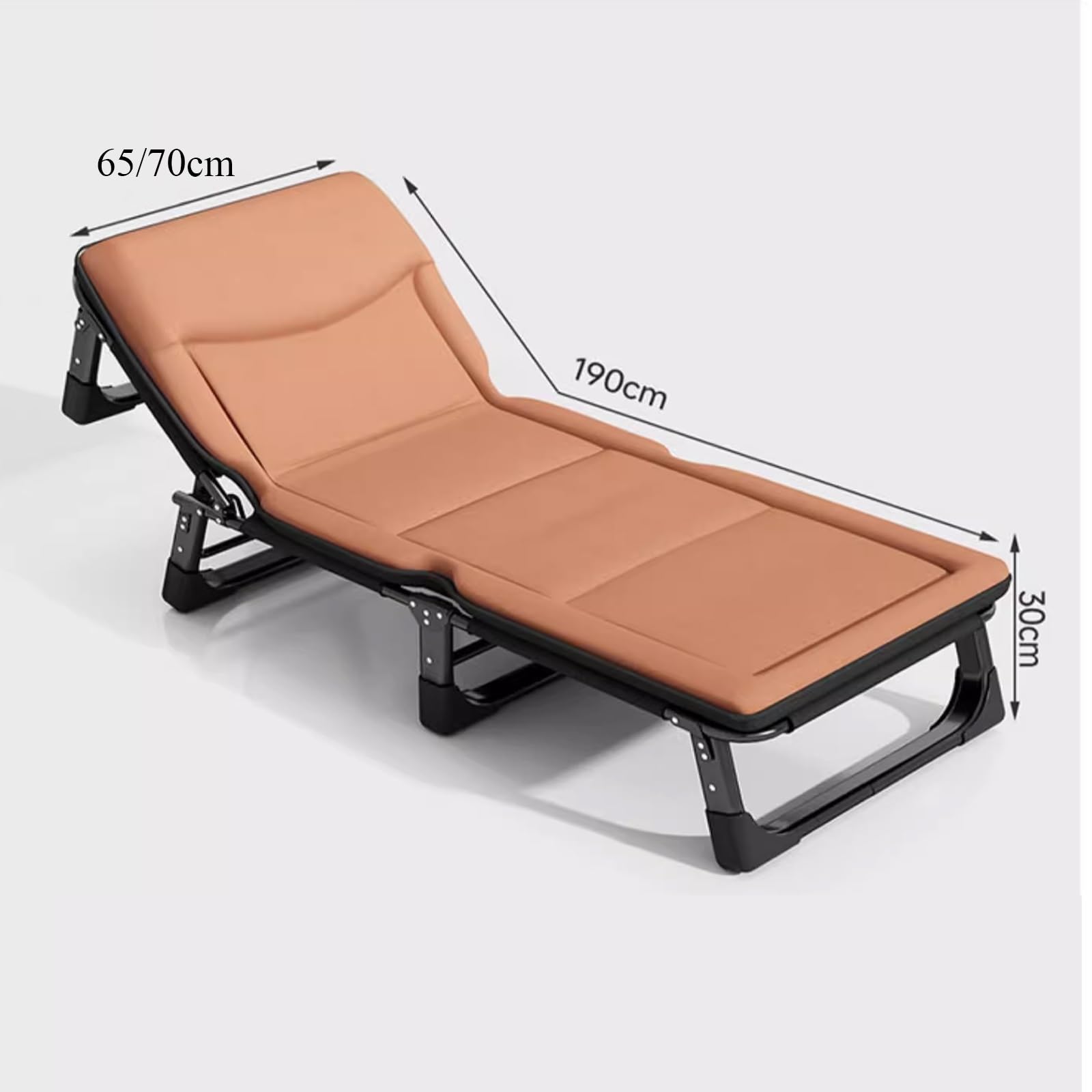 Campingbett Klappbar Kleines Packmaß, Campingbett Feldbett Klappbar, Faltbar Gästebett Bis 200kg, Schlafbett für Das Reisebüro im Freien Neigungsstufe 4(Orange,190 * 70cm)