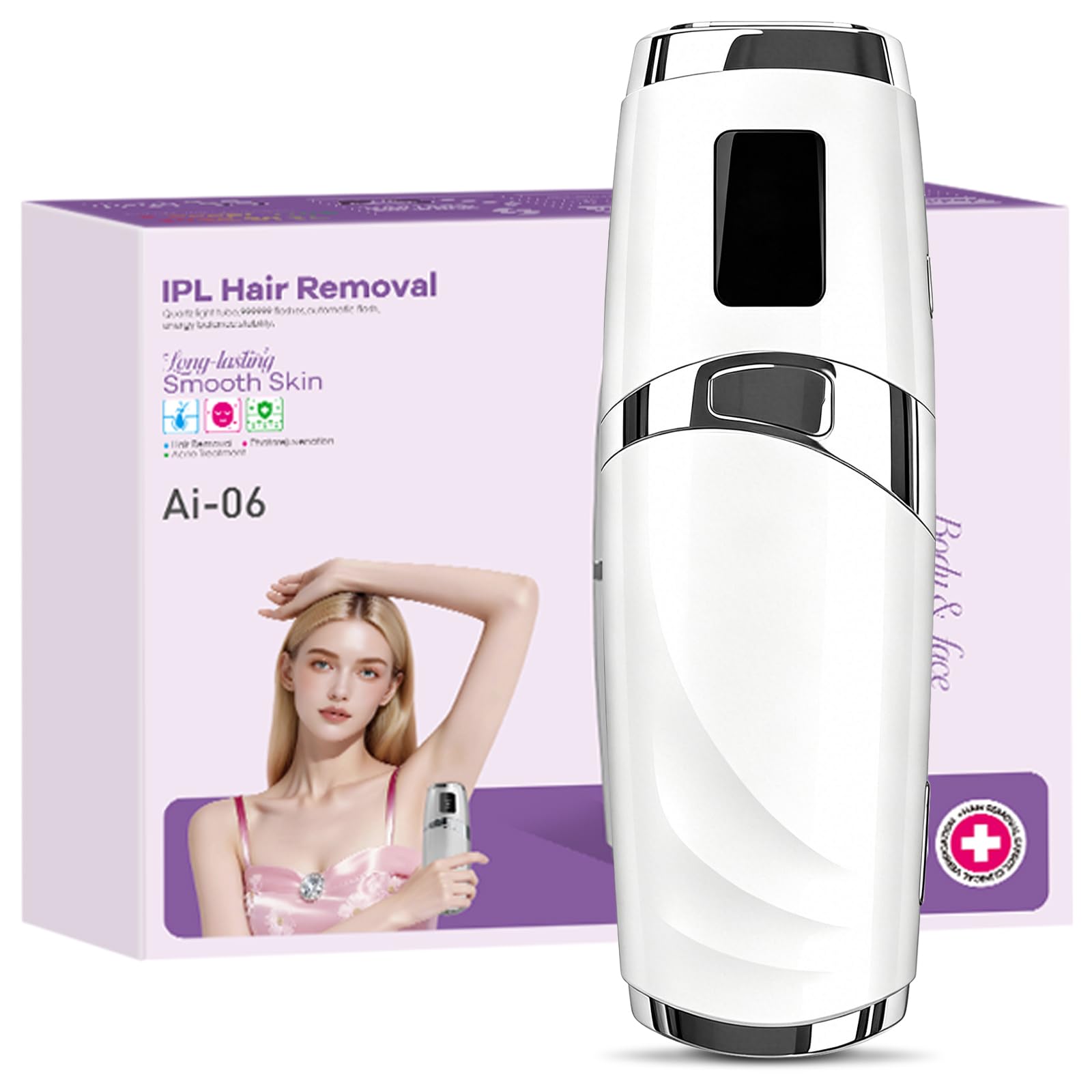 Motswedi Depiladora Láser IPL Mujer y Hombre, Máquina Depilación y Depilar Luz Pulsada Eléctrica Corporal Indolora Casa, Cuerpo, Piernas, Bikini, Axilas, Cara – Blanco