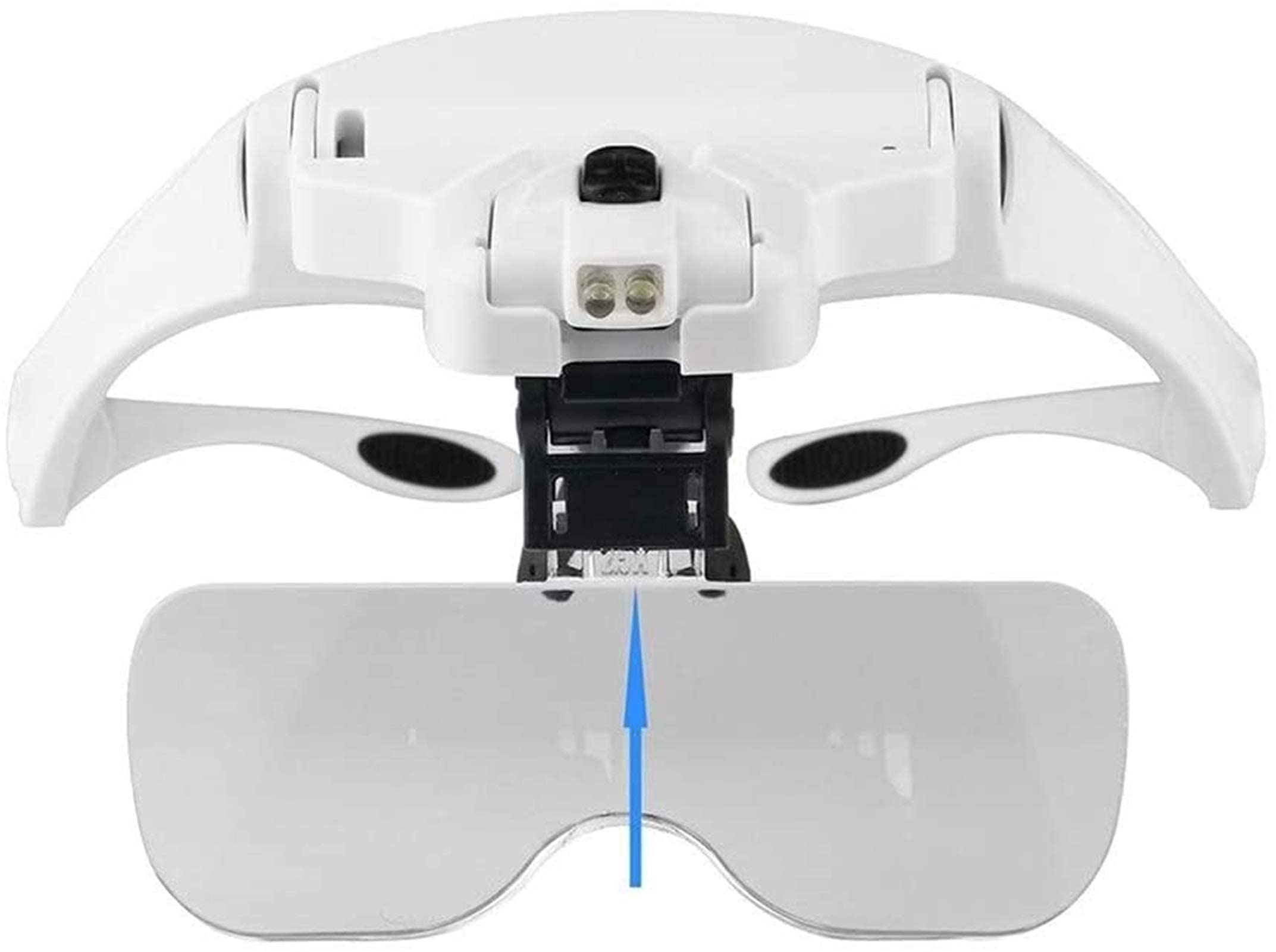 Lupa de Diadema, Gafas de Aumento con luz para la Cabeza, Lupa de Diadema con 5 Lentes de 1.0X a 3.5X con Soporte Ajustable y 2 Luces, Herramienta de Aumento para Lectura de Joyas.