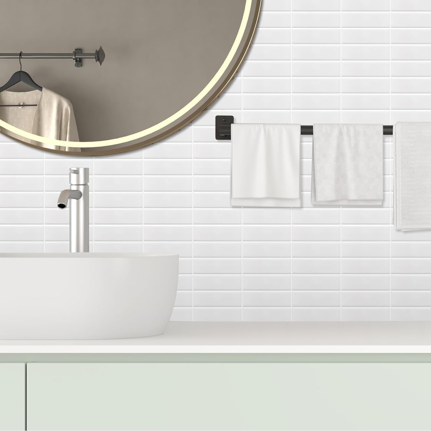 Peel and Stick Tile, New Upgrade Thicker Design Self Adhesive 12" x 12" Large Premium Finger Tiles for Kitchen,Bathroom, Living Room, RV Etc (10-Sheet,White).