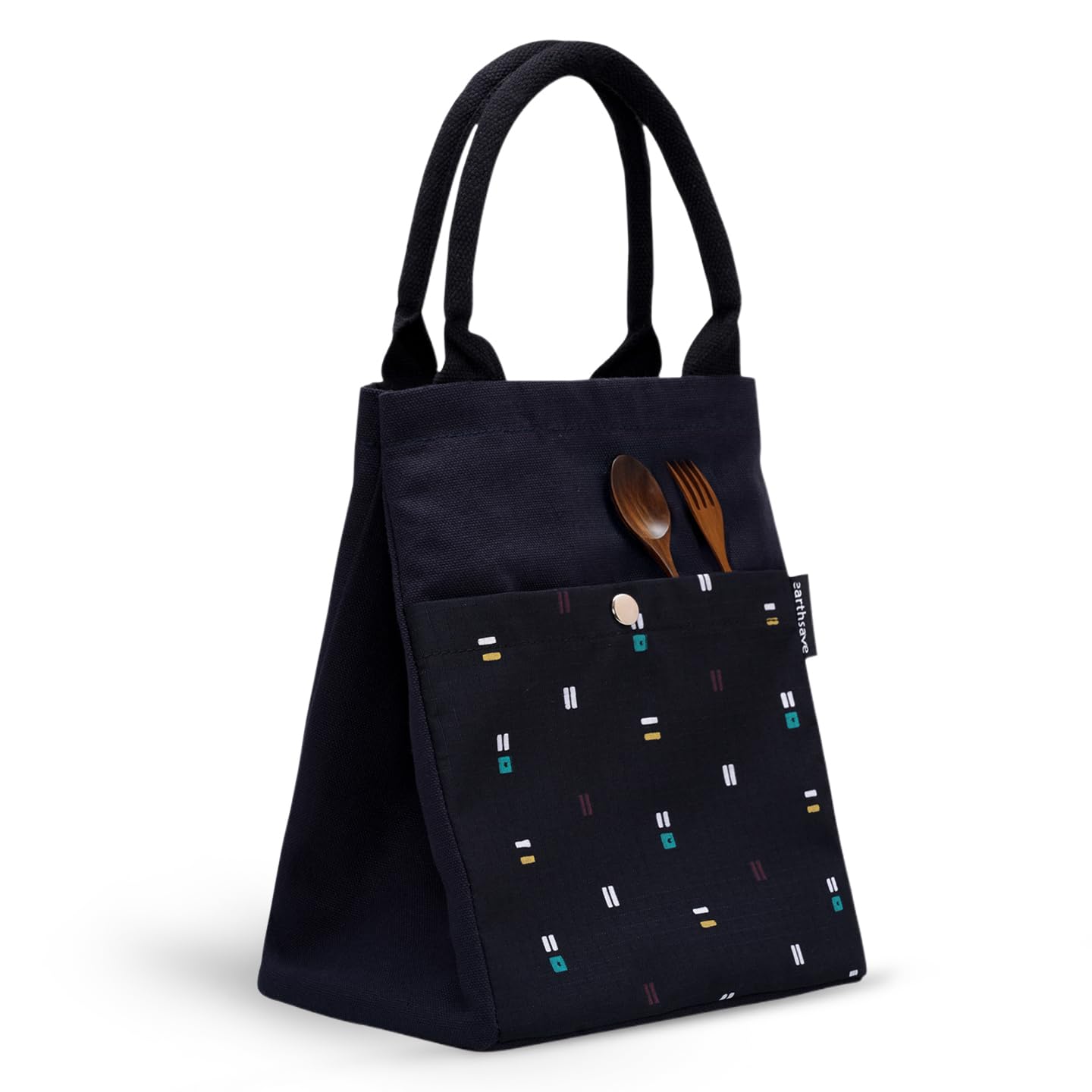 earthsave Insulated Lunch Bag for Office Women & Men (Blue with Equal) | Eco-Friendly Canvas Tiffin Bags for School, Lunch Bag for Kids