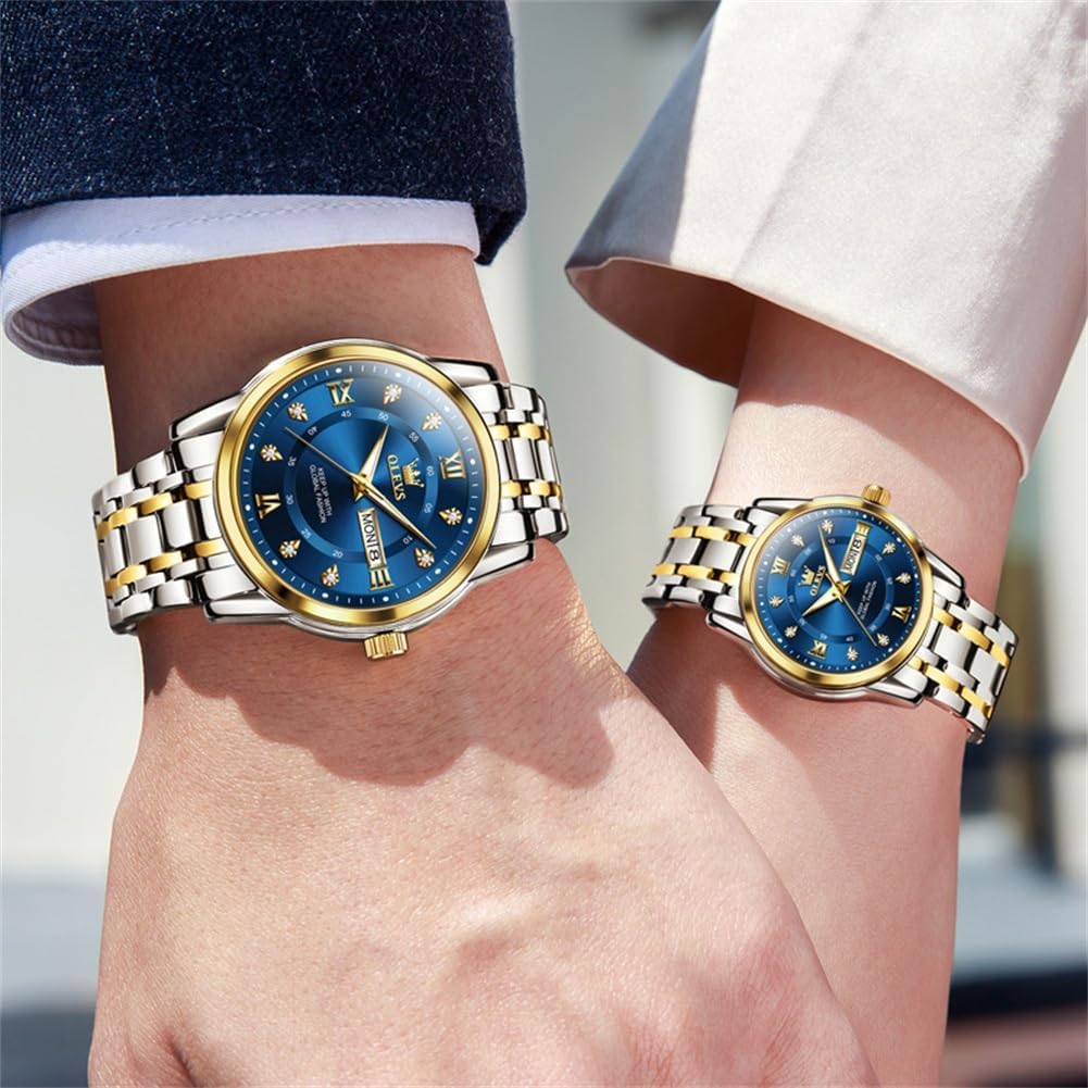 OLEVS Couple Watch Valentines Couple Matching Watches His and Her Couple Set Wrist Watch Men and Women Lovers Wedding Romantic Gifts Set of 2 - Image 4