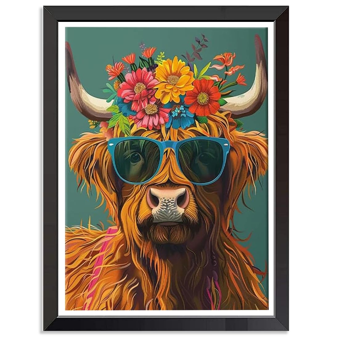 Jakener Cow-1 Cow Cross Stitch Kits For Adults Beginners - Flower Embroidery Kits For Adults Beginners,11Ct Counted Embroidery Needlepoint Kits Diy Home Decor 12X16 Inch