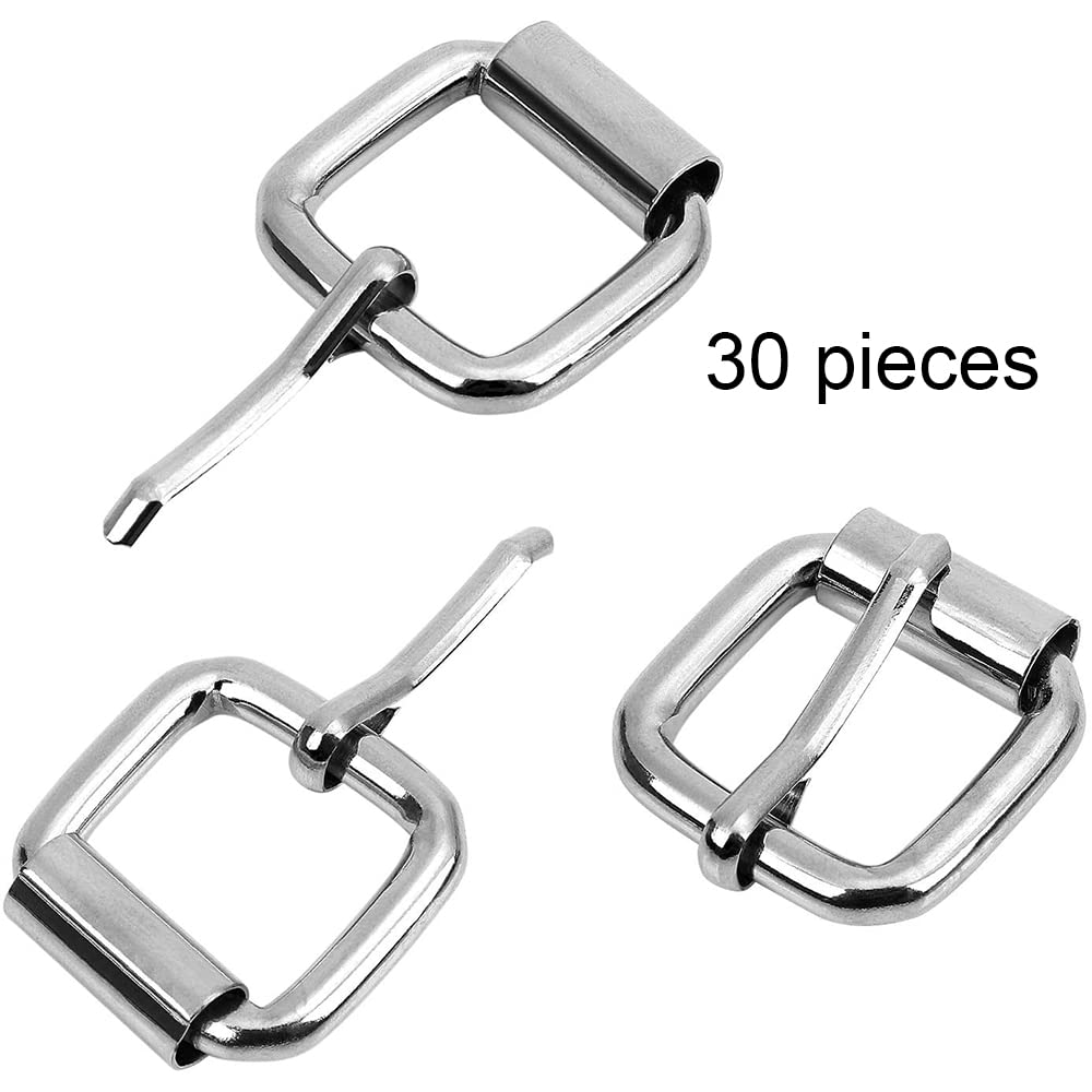 Willoo 30 Pezzi Fibbia in Metallo Argento, Fibbie a Rullo, Fibbie a Rullo in Metallo, Fibbia Ad Ardiglione Hardware per Riparare Borse, Cinture, Artigianato in Pelle (Argento)