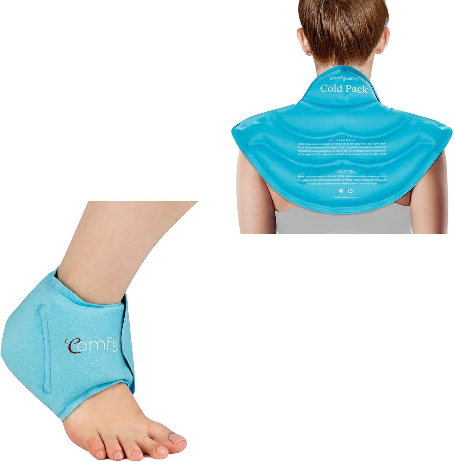 Comfytemp Ankle Ice Pack Wrap for Swelling, Plantar Fasciitis and Ice Pack for Neck Shoulders Bundles, FSA HSA Approved, Gift for Recovery After Surgery, Men Women
