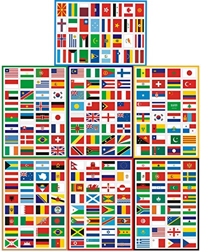TamBee Countries Flags Stickers 224PCS Multi Territorial Maps Nations Patterns Face Sticker Travel Stickers Children's Room Decor Labels Football Team World Cup A4 7PACKS Olympics