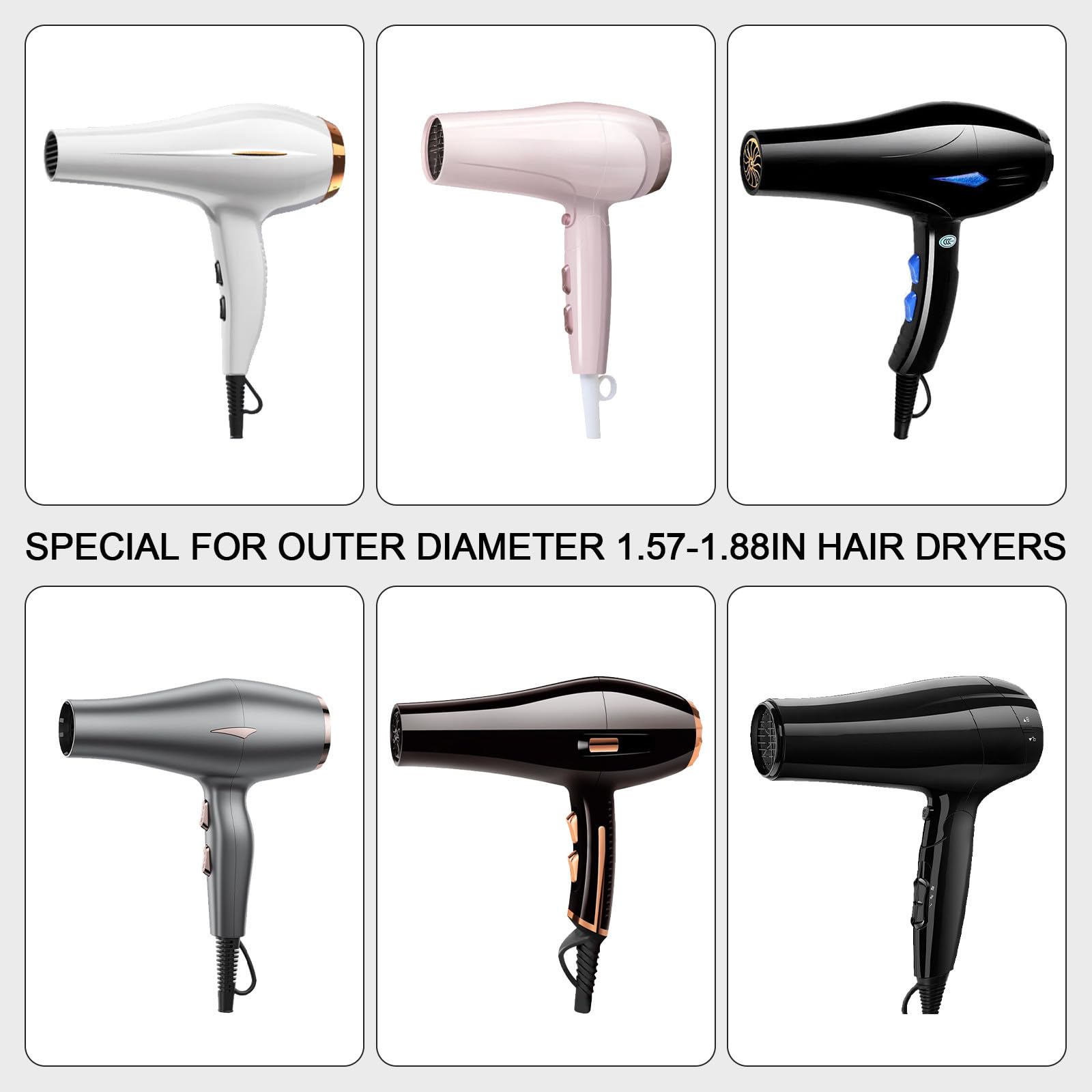 VICASKY 2 Stück Universelle Haartrockner-diffusoraufsätze, Schwarze Ersatzdüsen für Styling Und Friseurbedarf