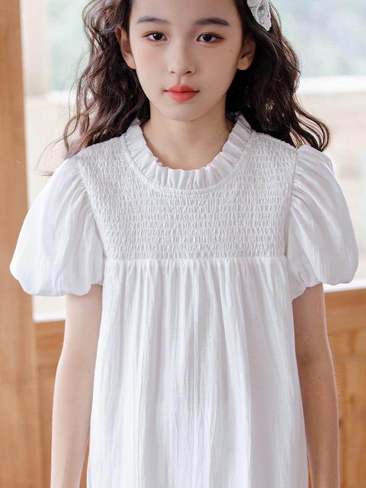 Dziewczęce sukienki w kształcie litery A okrągłe sukienki w stylu casual, imprezowa, dziewczęca letnia sukienka Boho Beach Casual Smocked Maxi sukienki 6-16 lat