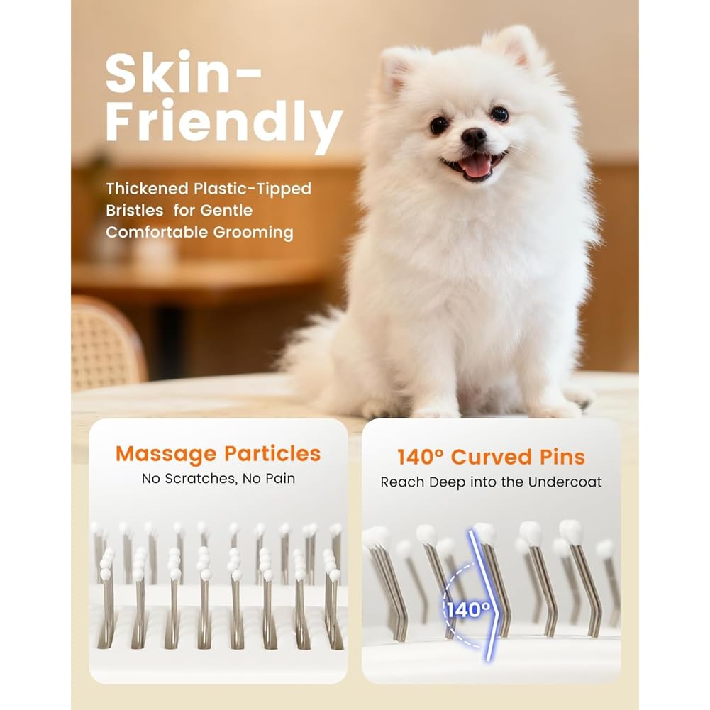 pour Chiens & Râteau sous-Poil pour Chiens, pour la Mue, Brosse Auto-Nettoyante, Brosse Aspirante pour Chiens, Outil de Toilettage pour Le Dépoilage.
