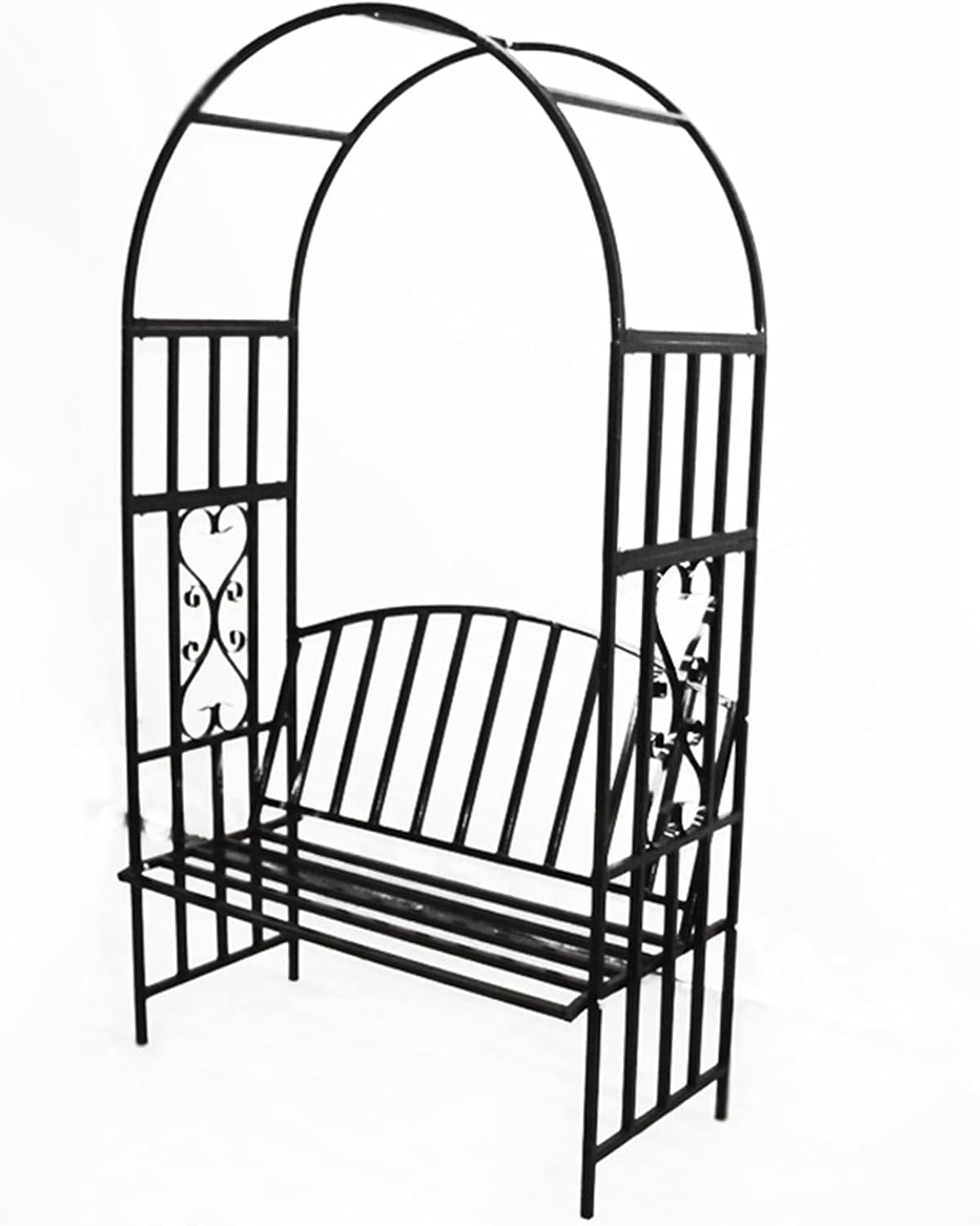 Garden Arch, 6.7ft High X 3.7ft Wide, Garden Arbor Archway with Relaxing Bench, Garden Arbor for Various Climbing Plant, Outdoor Garden Lawn Backyard(Black)