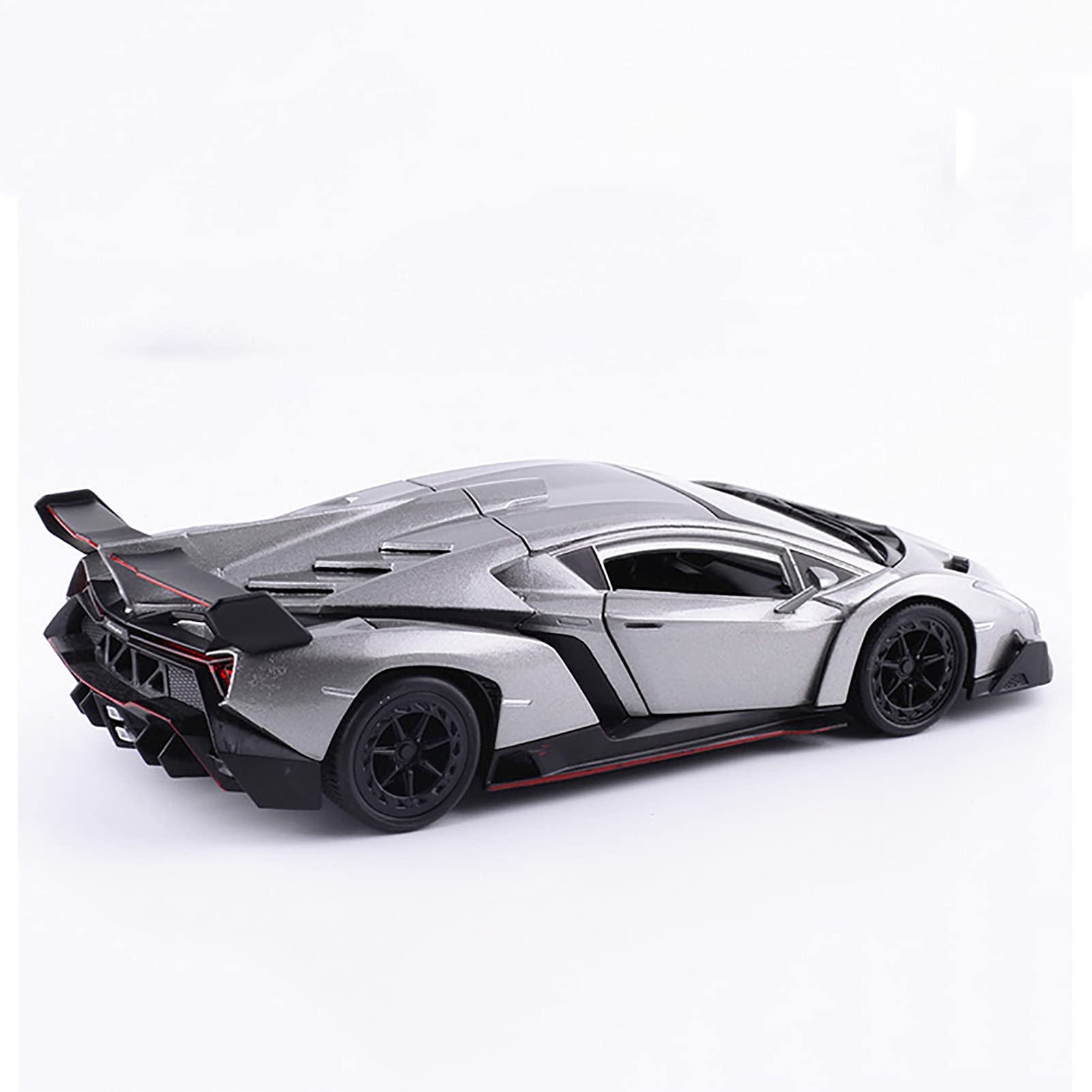 WangXLDD Modello di Auto da Corsa Super, Compatibile con Lamborghini Veneno Roadster, Lega da Corsa in Scala 1/24 modellino di Auto Giocattolo da Collezione per Ragazzi (Silver)