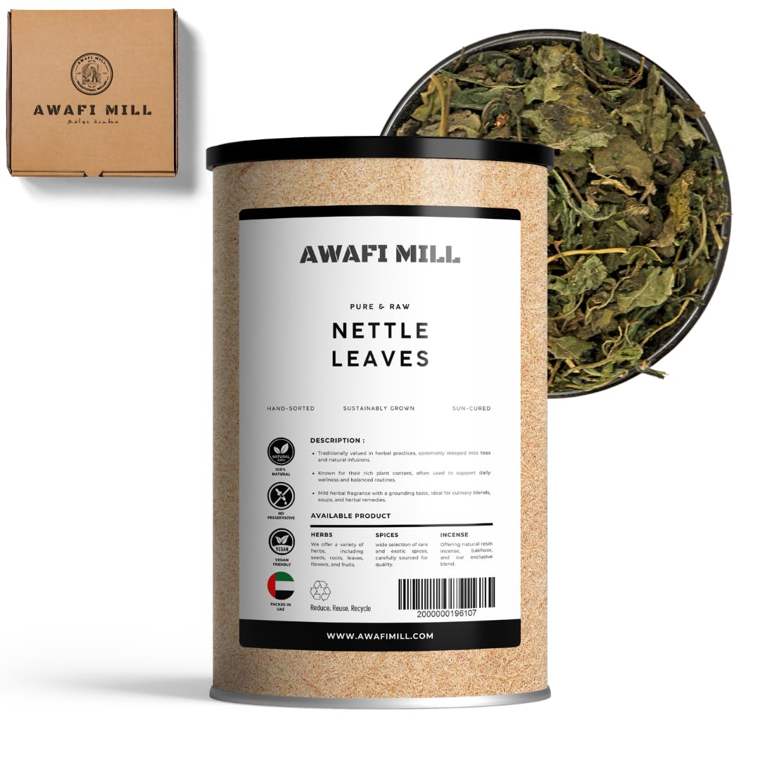 AWAFI MILL Dried Stinging Nettle Leaf Loose Tea - Pure & Organic - Rich in Vitamins & Minerals - Herbal Infusion for Wellness - Caffeine-Free Bottle of - 100 g | 3.5 Oz