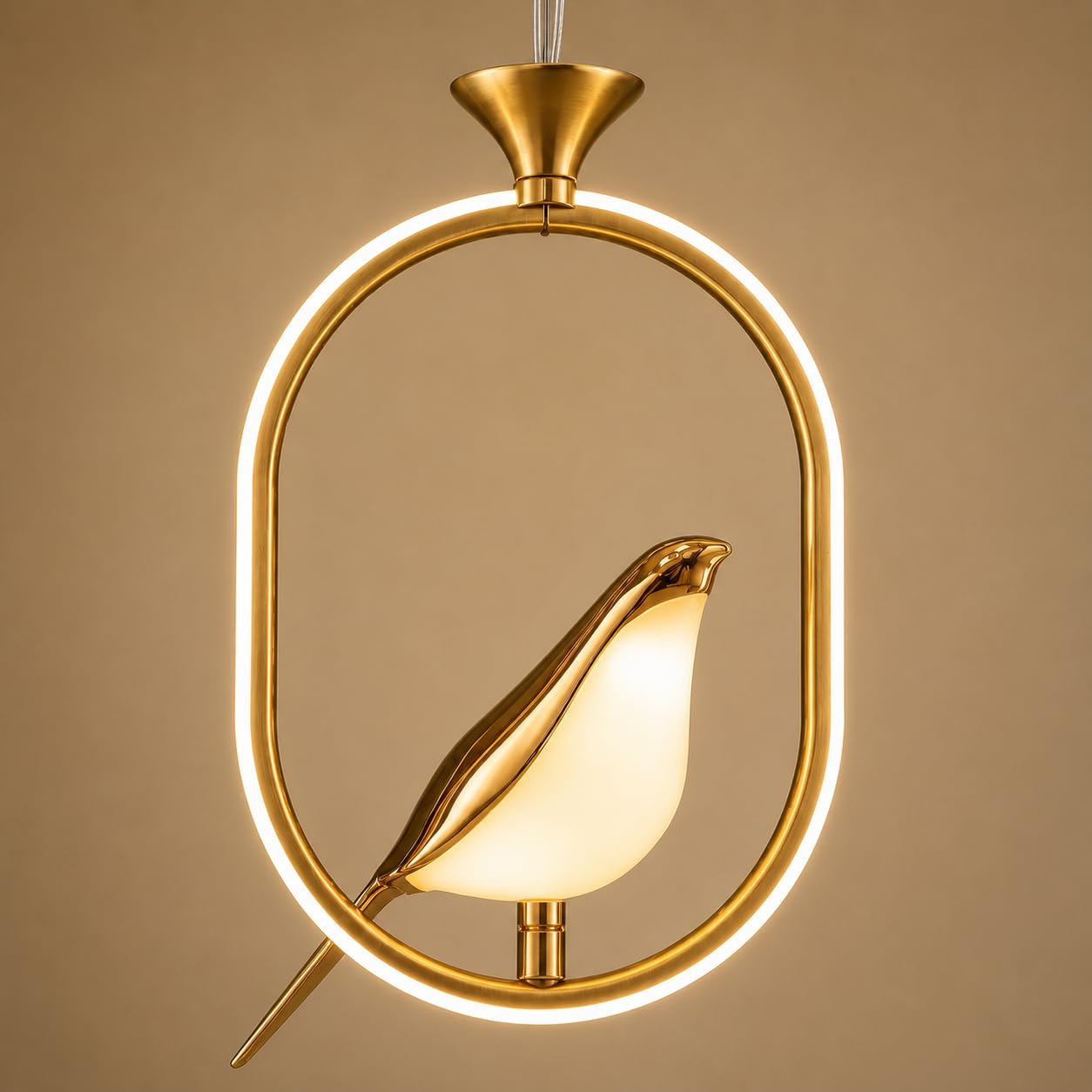 Modern LED Bird Pendant Light, 3-in-1 Color Changing Ceiling Hanging Lamp, Premium Brass Ring Chandelier, 10W Decorative Hanging Light for Living Room, Bedroom, Dining Room, Home Decor-image-41