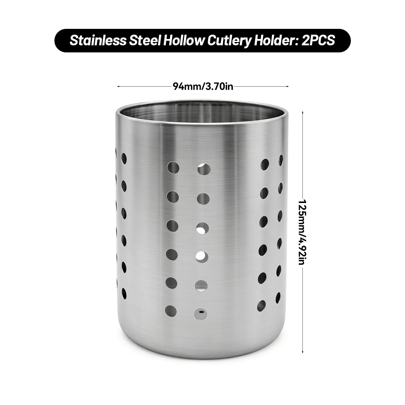 2 Stück Küchenutensilienhalter Silber Utensilienhalter Küche Besteckkorb Tisch Kochutensilien Aufbewahrung Küchenhelfer Edelstahl Besteckhalter für Küchenutensilien und Geschir, 9,5×12,5cm