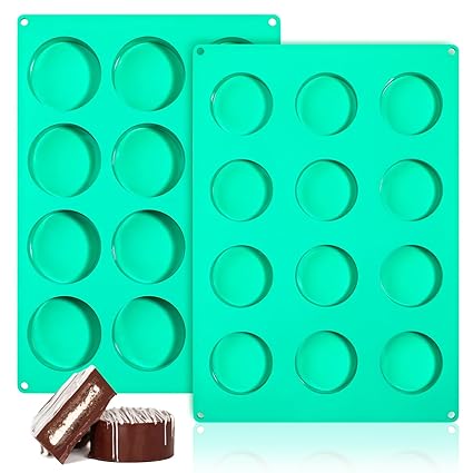 Webake Cake Puck Mold Set, 12-Cavity Silicone Molds for Chocolate Covered Desserts, DIY Cake Cores, BPA Free, 2Pcs