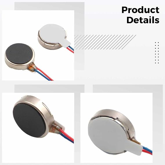 20 Pcs 0.8 X 0.4 in Flat Coin Vibration Motor, 3V Micro Dc 1027 Vibrating Motor with Powerful Vibration, Mini Vibration Motors for Toys, Massagers, Cell Phone Reminders, Black