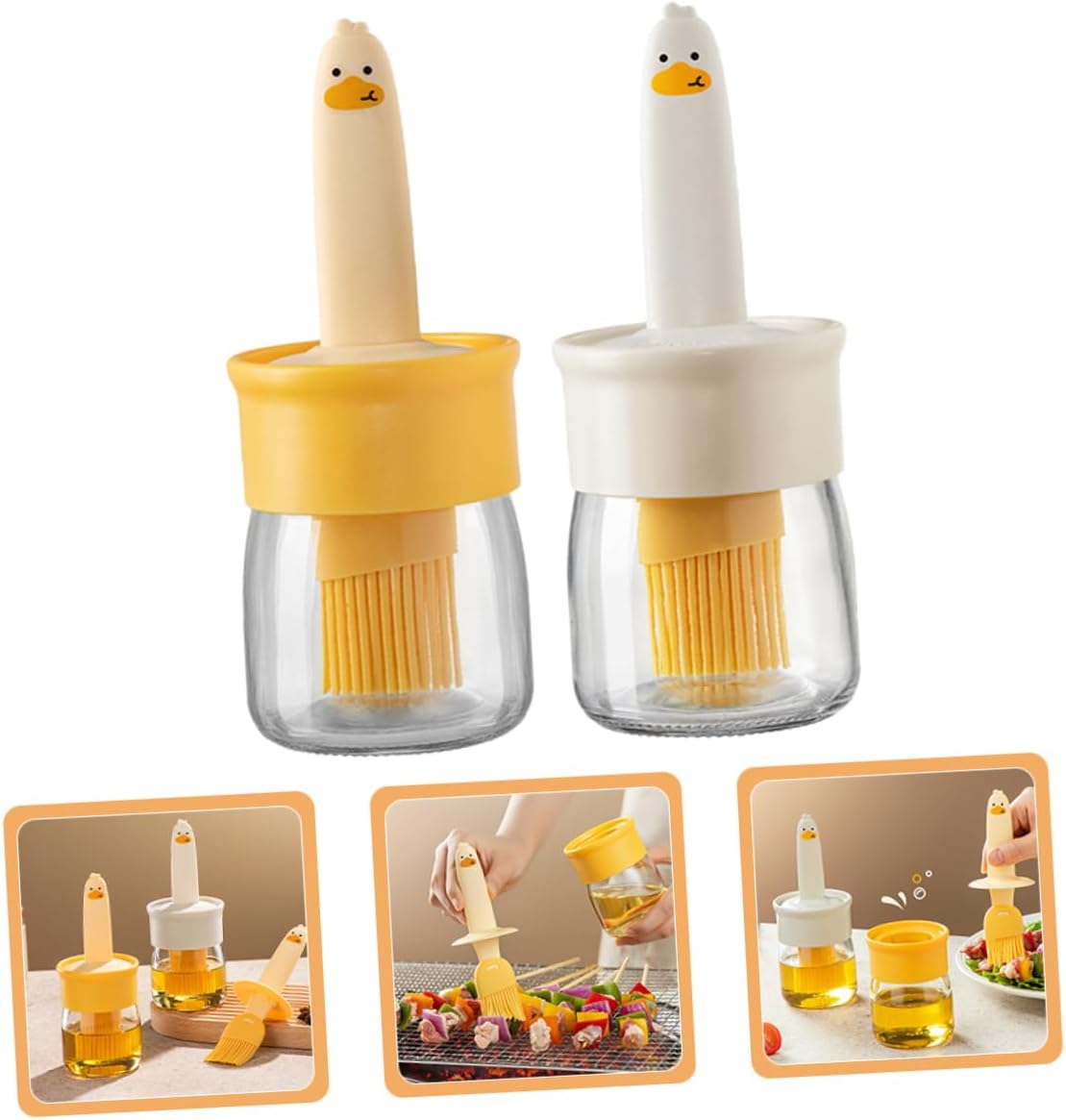 SHOWERORO 2 Pcs Oil Dispenser Bottle with Brush for Cooking Baking and Bbq Versatile Oil Sprayer for Precise Pouring and Bastingthe Kitchen and Grilling