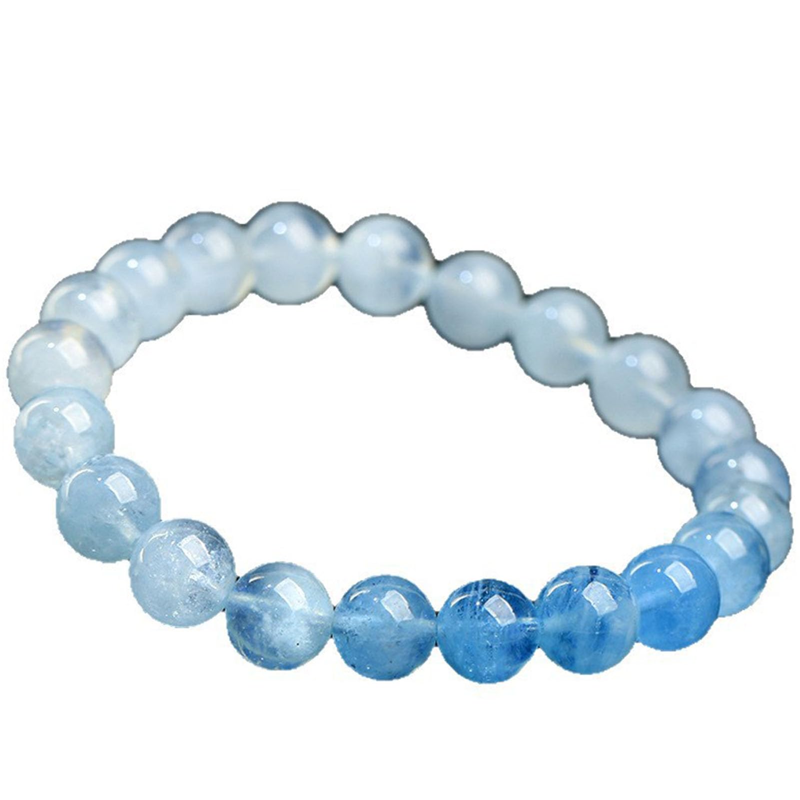 Natürliches Aquamarin-Heilarmband, Edelstein-Kristall-Armbänder, verstellbares Perlen-Kristall-Armband, natürliches blaues echtes Edelstein-Stretch-Armband, für Männer und Frauen,7MM
