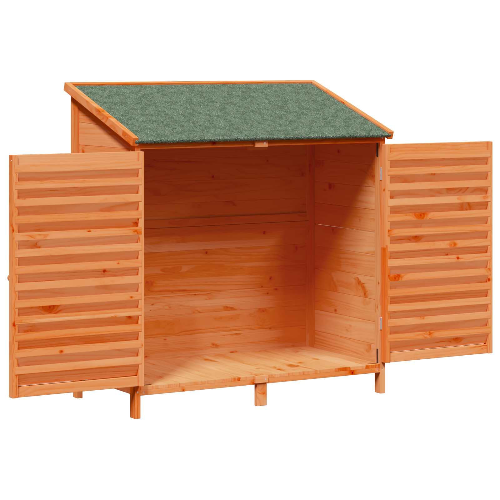 Szopa ogrodowa brązowa ze świerku, 106 x 56 x 113,5 cm, odporny na warunki atmosferyczne dach asfaltu, drzwi wentylacyjne, szopa na narzędzia, szopa rowerowa, schowek na podwórko ogrodowe