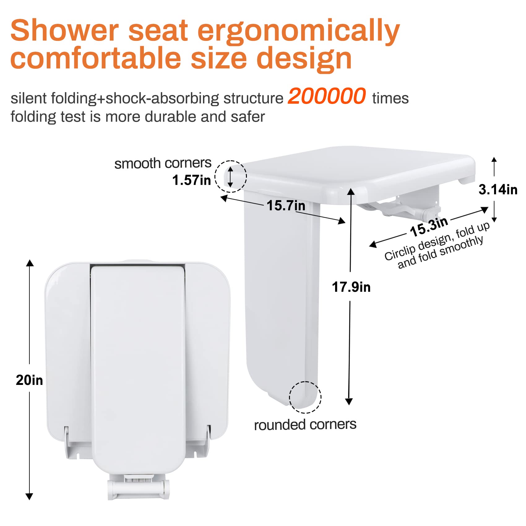 Folding Shower Seat Wall Mounted,Fold Down Shower Seat,Foldable Shower Bench,Home Care Shower Seat Bench for Inside Shower,Folding Shower Seat Bench,Wall Mount Shower Seat Bench Chair