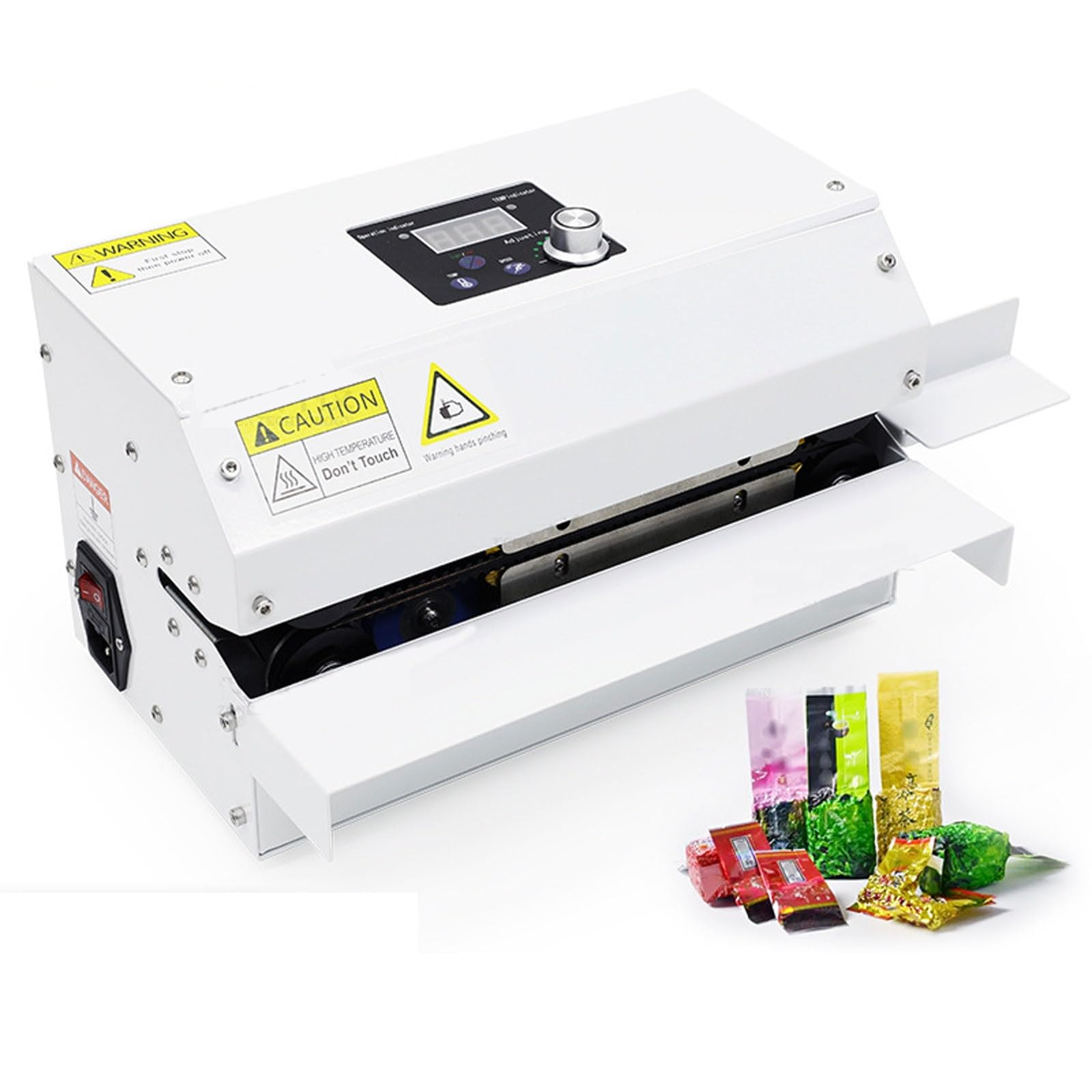 Máquina selladora Continua automática,Sellador térmico de plástico con Ajuste de Temperatura y Velocidad,Máquina envasadora de Alimentos de 6m/min,Temperatura de Sellado térmico de 50-200℃