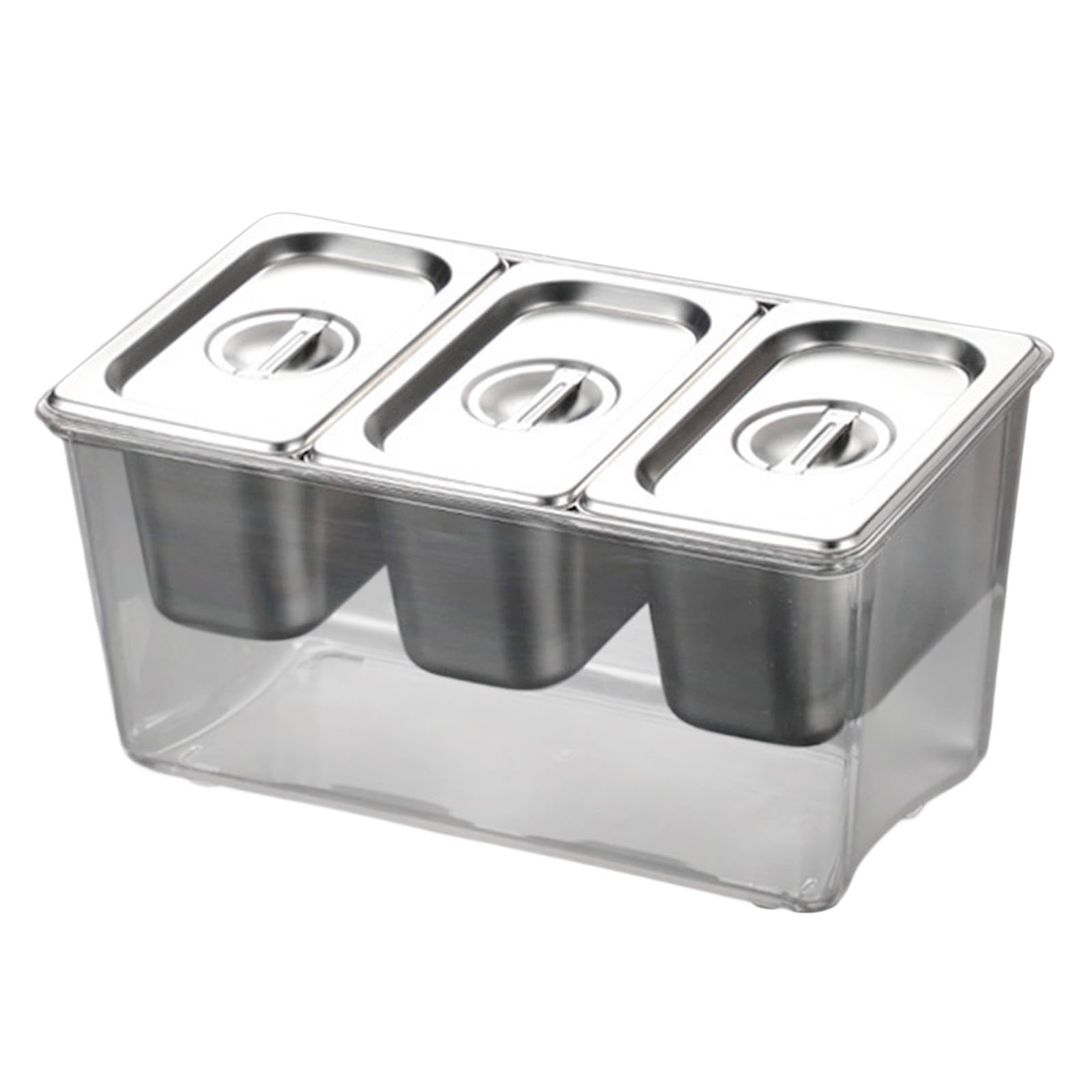 Contenitore per Condimenti, Dispenser per Spezie con Scomparti Inserto Rimovibile in Acciaio Inox E Policarbonato, Ideale per R, 3 Scomparti