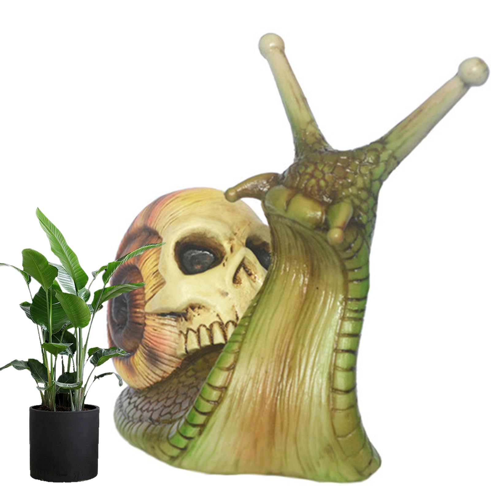 Sculpture D'escargot Tête De Mort En Résine - Décoration Halloween, Jardin, Patio | Environ 11.5x5.5x13 Cm - 9