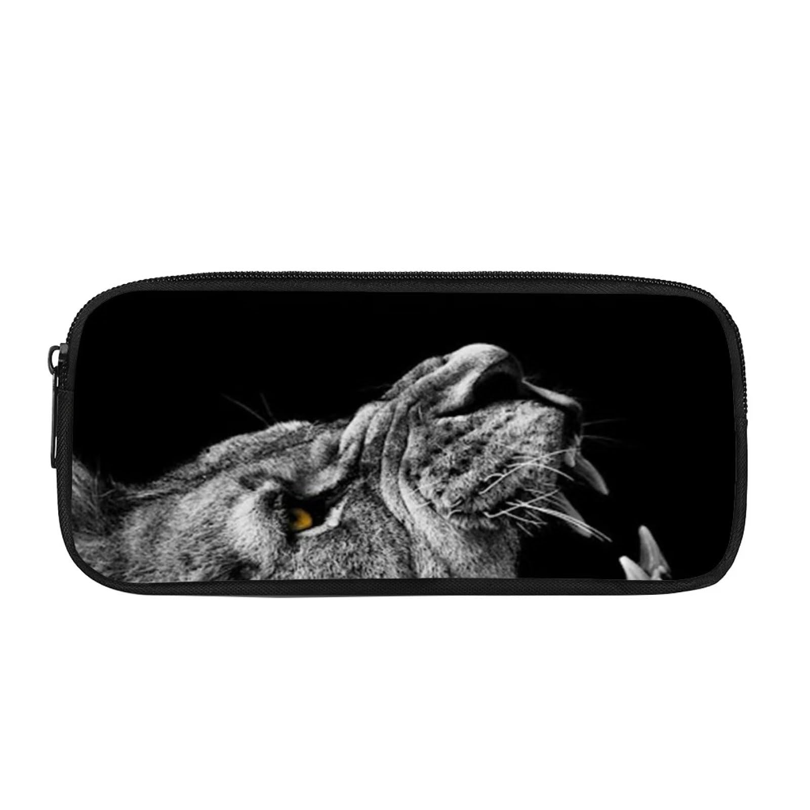 COEQINE Lion Pencil Couch Large Capacity Zipper Pen Bag for School Teen Girls Boys Men Women，Black Size 4-5 — image 1