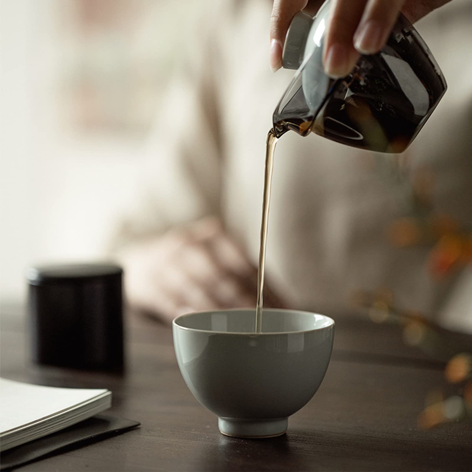 Juego de tetera de cerámica de viaje, juego de té chino Kung Fu con infusor de té, 1 tetera y 1 taza de té con una bolsa de viaje portátil, C
