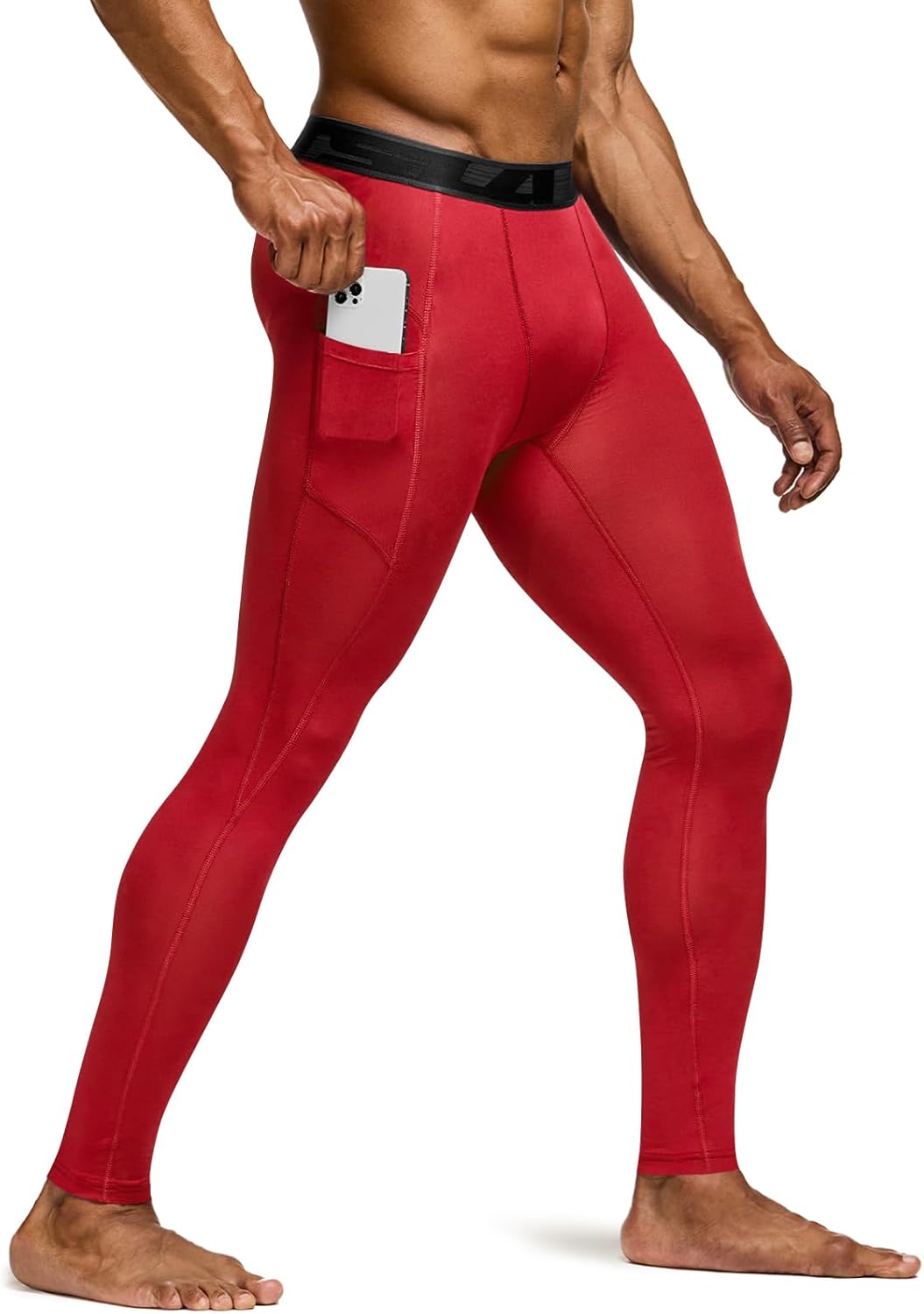 TSLA Men's Compression Pants, Cool Dry Athletic Workout Running Leggings Tights with Pockets