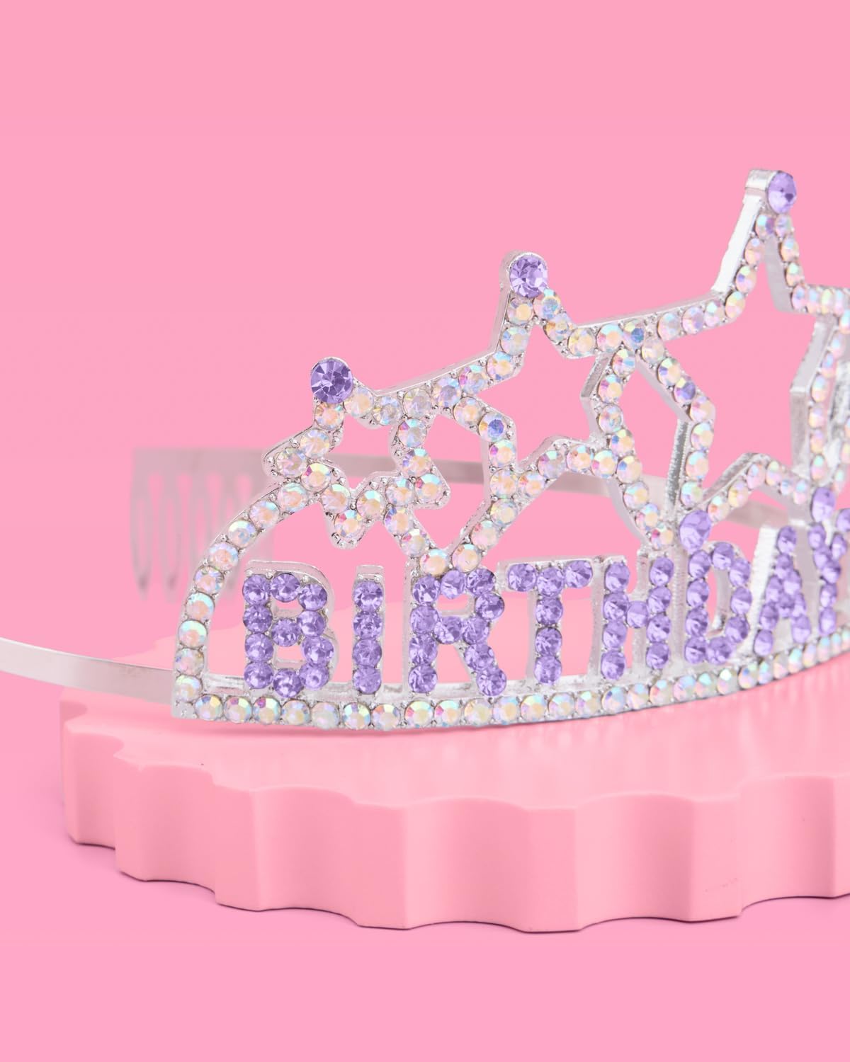 xo, Fetti Birthday Girl Purple Star Tiara Party Decorations - Iridescent Rhinestone Metal | Birthday Party Supplies, Bday Girl Decor, HBD Cute Accessory, 21st, Sweet 16, 30, Princess Party Crown