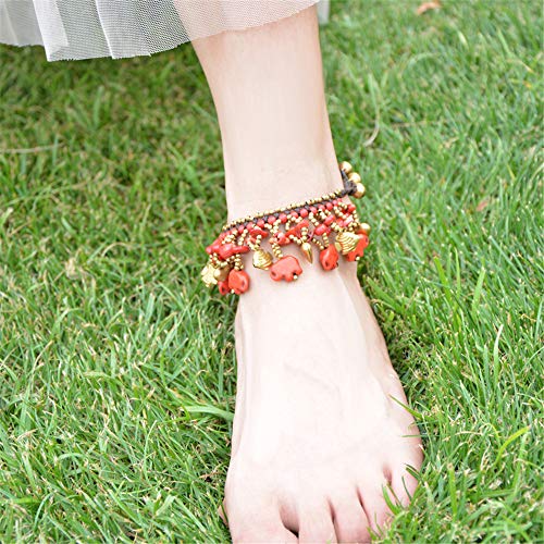 Image of kelistom Bohemian Ankle Bracelets for Women Handmade Natural Stone Beaded Chain Anklet