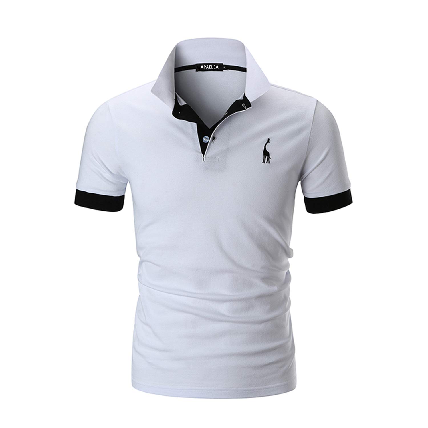 APAELEA Moda Bordado de Jirafa Clásico Camisas 100% Algodón Manga Corta Polos para Hombre