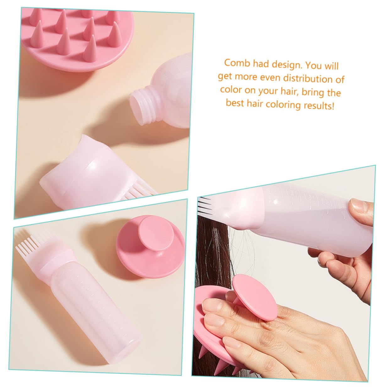 minkissy 6sets Hair Dye Applicator Bottles Root Comb Squeeze Bottles for Hair Care Styling Tool