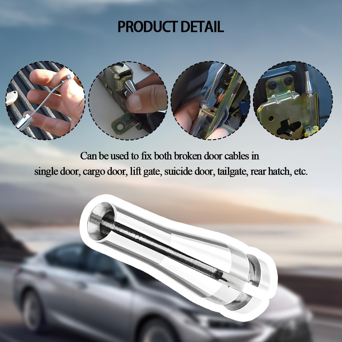zipelo 4PCS Ends Door Cable Repair Kit, Car Rear Door Lock Cable Repair Set Replacement, Aluminum Latch End, Car Accessories image 4