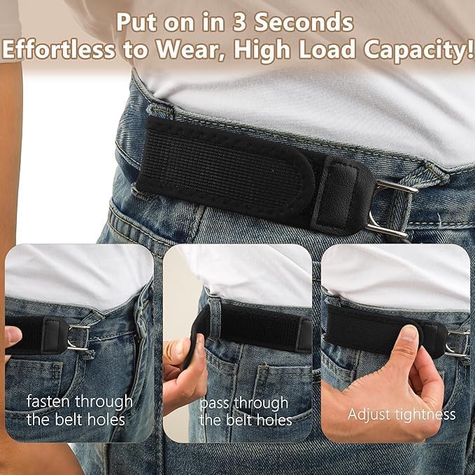 Image of Buckleless Elastic Belt | Invisible No-Buckle Stretch Belt with Metal Hooks for Men & Women | Adjustable Lazy Waistband for Jeans and Trousers (1 PAIR)