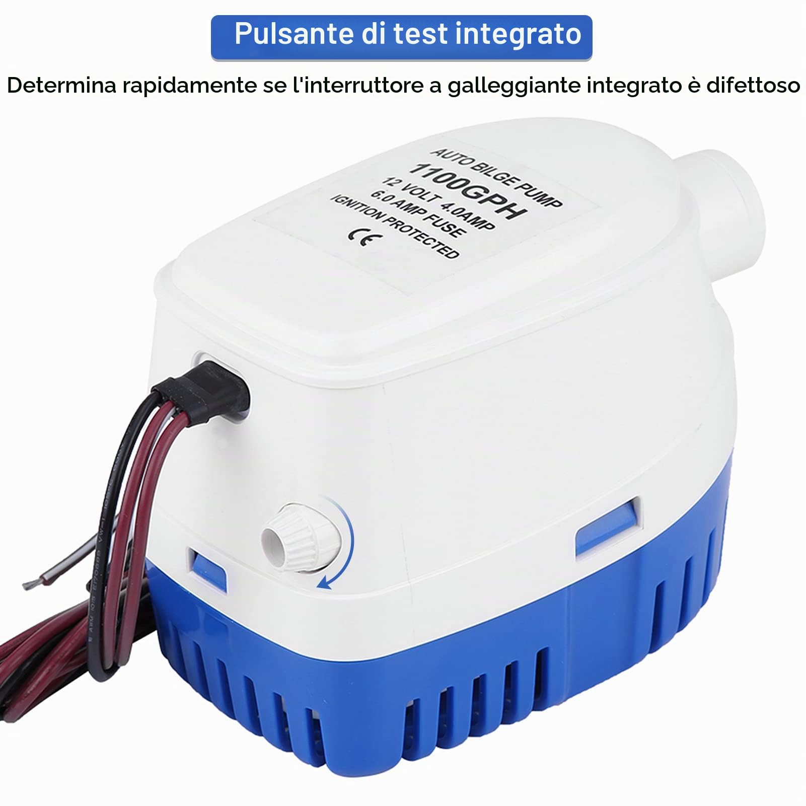 Pompa di sentina, 1100 GPH 12V Pompa Dell'acqua di Sentina Automatica, Pompa Dell'acqua di Sentina Sommergibile con Interruttore a Galleggiante e Protezione di Accensione per Barche Piscina