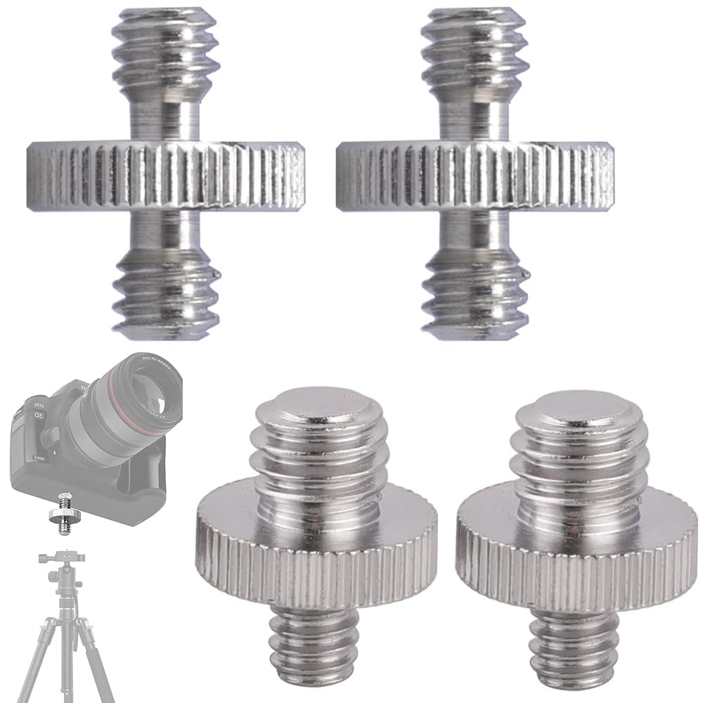 Kit 6 Adattatori Per Vite Treppiede 1/4” E 3/8” – Accessori Fotografia In Metallo, Con Dadi E Riduttori, Compatibili Con Fotocamere E Microfoni