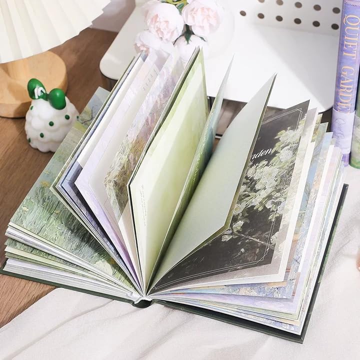 Image of Alokik Enterprise Vintage Quite Garden Themes A5 Hardcover Notebook 256 Pages Premium Matte Finish Religious Design with Thread Sewing Binding Cute Flowers Color Paper Cover Diary Book Writing