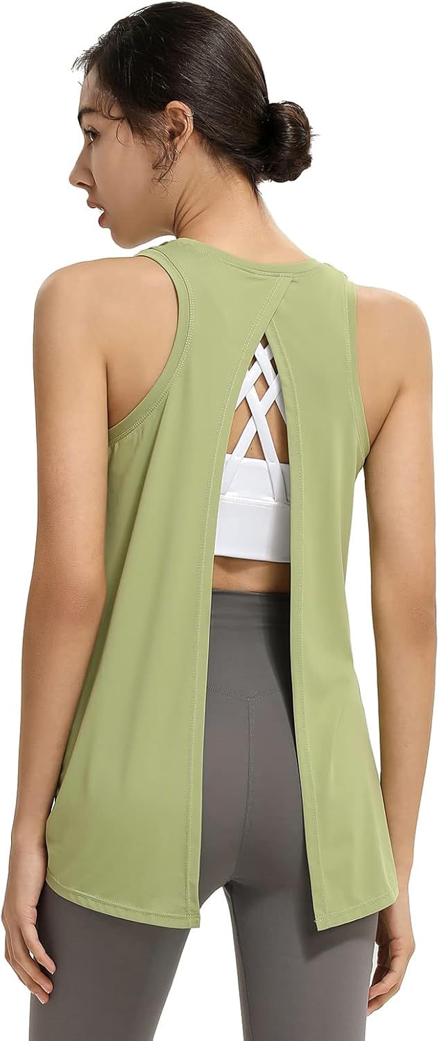 DREAM SLIM Tie Back Workout Tank for Women Loose Fit Cross Back Strappy Yoga Running Shirts Open Back Athletic Tanks - Image 3