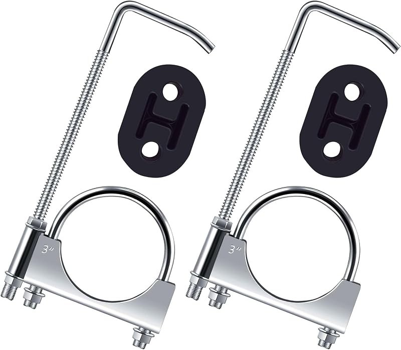 304 Stainless Steels 3” Exhaust Hangers, Muffler Hangers(2Pcs 3Inch) | COROTC Universal 3inch Rubber Exhaust Hangers, with Muffler Hanger, Exhaust Clamp with Hanger Rear for Car Truck Exhaust Pipe