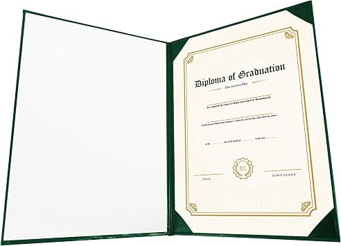 GraduationMall Diploma Cover Certificate Holder with Gold Foil Border for A4 Award Paper Classic Smooth Forest Green