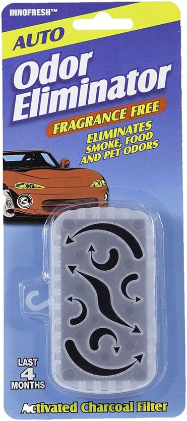 InnoFresh Auto Odor Eliminator – Air Freshener, Deodorizer, Purifier for Cars, RVs and Boats. Natural and Unscented Activated Charcoal Filter Lasts up to 4-Months. 1-Pack