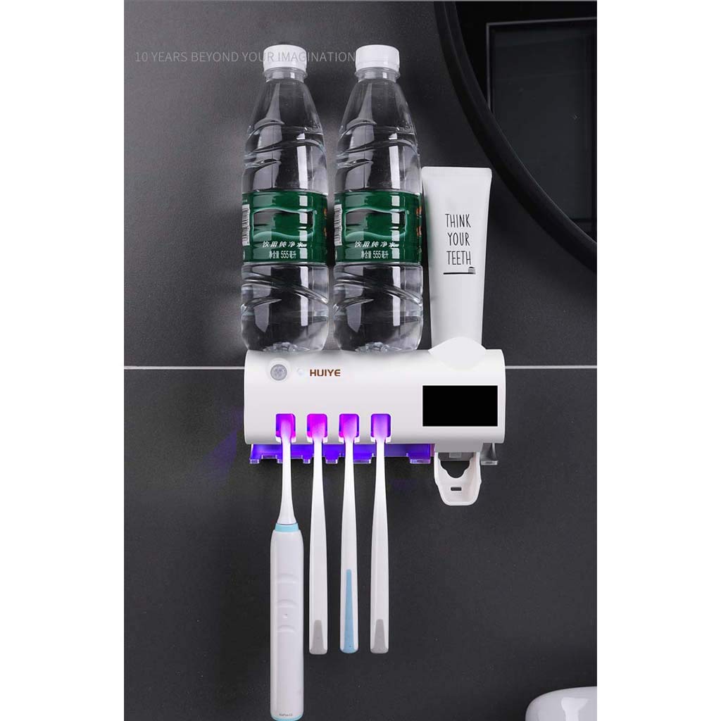 TJH Sterilizzatore per spazzolino da Denti Intelligente, sterilizzazione UV, mensola per dentifricio, Scatola di immagazzinaggio per Asciugatura spazzolino Elettrico a Parete