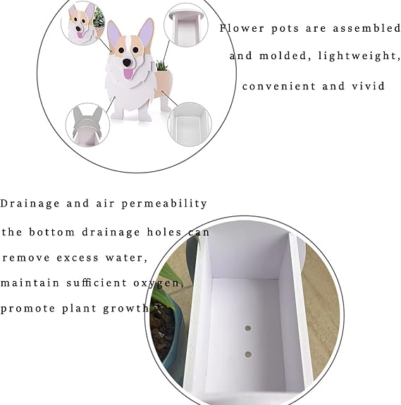 Australian Cattle Dog Planter Pot Cute Garden Dog Flower Planter Container Holder for Outdoor Indoor Stuff Gift Small Westie(Grey Chow dog)